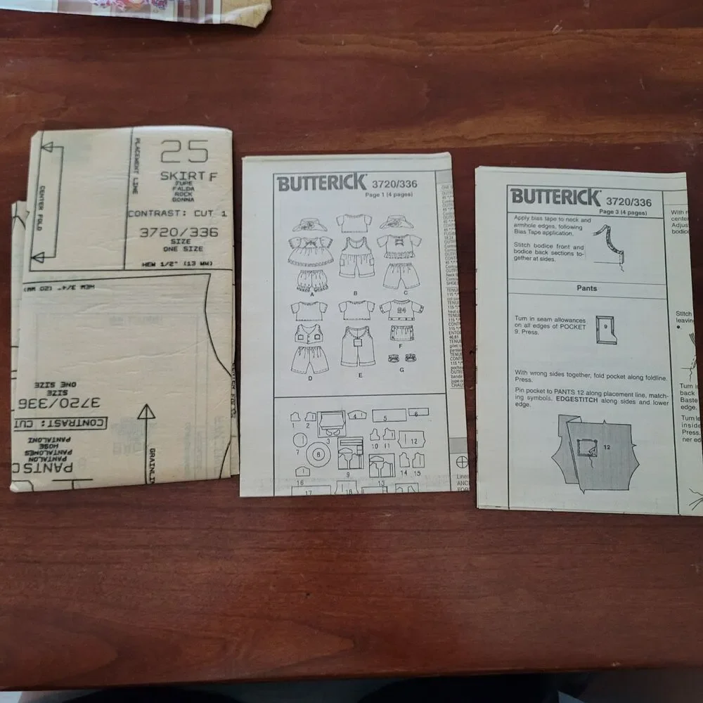 3720 Vintage Cabbage Patch Sewing Pattern Clothes Butterick